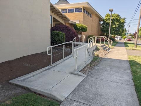Ramp to front entry of church